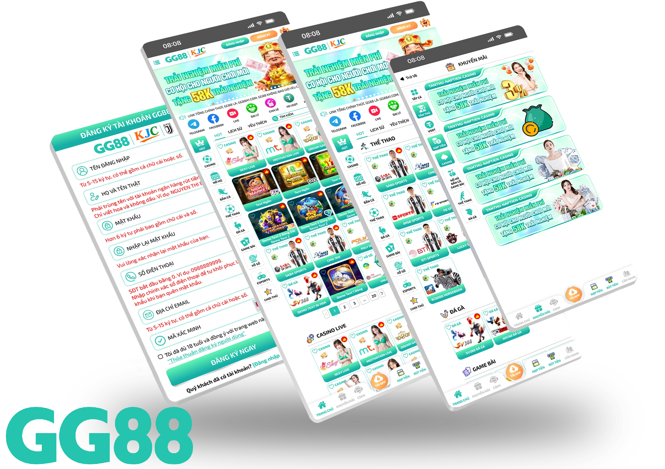 Giao diện ứng dụng GG88